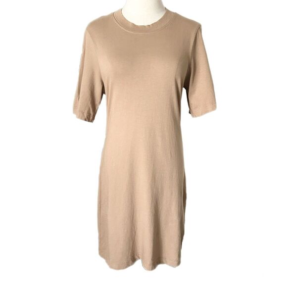 NEW Cotton Citizen Tokyo Short Sleeve Mini Dress in Tan 100% Cotton Size Small - Picture 2 of 7